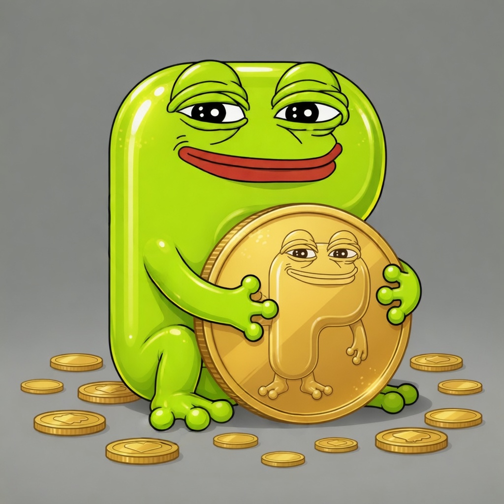 Ponpe hugging a giant gold coin